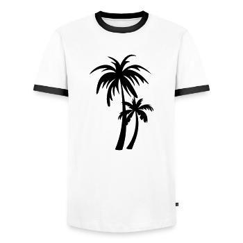palm tree - Men's Ringer Shirt - white/black - Front - AI Model Female 172 light (172cm) & AI Model Male 178 dark (178cm)