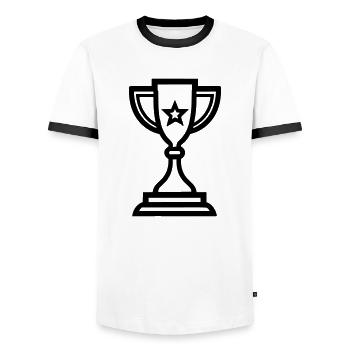 Trophäe - Männer Kontrast-T-Shirt - Weiß/Schwarz - Vorne - AI Model Female 172 light (172cm) & AI Model Male 178 dark (178cm)