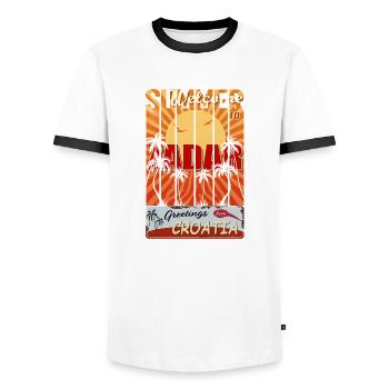 Croatia hrvatska kroatien hrv hr travel Zadar - Men's Ringer Shirt - white/black - Front - AI Model Female 172 light (172cm) & AI Model Male 178 dark (178cm)