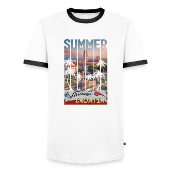 Croatia hrvatska kroatien hrv hr travel Zadar - Men's Ringer Shirt - white/black - Front - AI Model Female 172 light (172cm) & AI Model Male 178 dark (178cm)