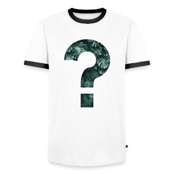 Plantes tropicales Point d’interrogation Jungle Monstera - T-shirt contrasté Homme - blanc/noir - Devant - AI Model Female 172 light (172cm) & AI Model Male 178 dark (178cm)