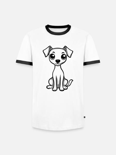 Whippet Hund Comic Niedlich - Männer Kontrast-T-Shirt - Weiß/Schwarz
