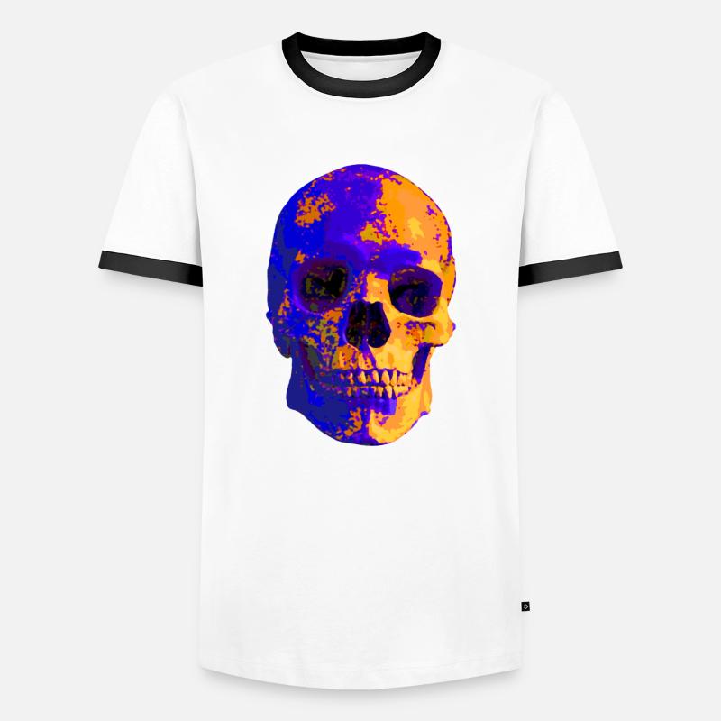 Bunter Skull - Männer Kontrast-T-Shirt - Weiß/Schwarz