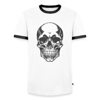 Skull - Men's Ringer Shirt - white/black - Front - AI Model Female 172 light (172cm) & AI Model Male 178 dark (178cm)