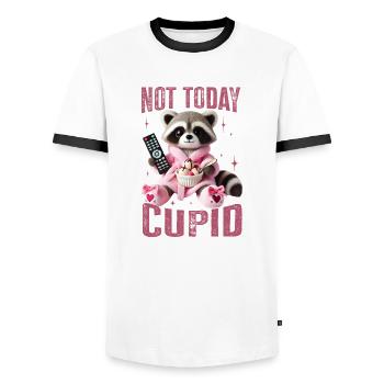 Anti-Valentine's Day - Chill Relax - Not Today Cupid - Men's Ringer Shirt - white/black - Front - AI Model Female 172 light (172cm) & AI Model Male 178 dark (178cm)