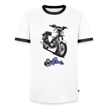 S51 (weiß) // Illustration - Männer Kontrast-T-Shirt - Weiß/Schwarz - Vorne - AI Model Female 172 light (172cm) & AI Model Male 178 dark (178cm)
