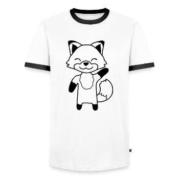 Fox waving friendly hand hello greeting cute - Men's Ringer Shirt - white/black - Front - AI Model Female 172 light (172cm) & AI Model Male 178 dark (178cm)