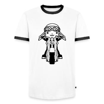 Hase Motorrad Fahren Biker Fahrer Roller Mofa Cool - Männer Kontrast-T-Shirt - Weiß/Schwarz - Vorne - AI Model Female 172 light (172cm) & AI Model Male 178 dark (178cm)