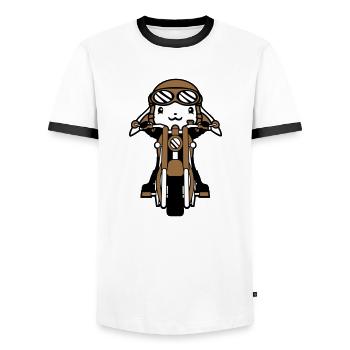 Hase Motorrad Fahren Biker Fahrer Roller Mofa Cool - Männer Kontrast-T-Shirt - Weiß/Schwarz - Vorne - AI Model Female 172 light (172cm) & AI Model Male 178 dark (178cm)
