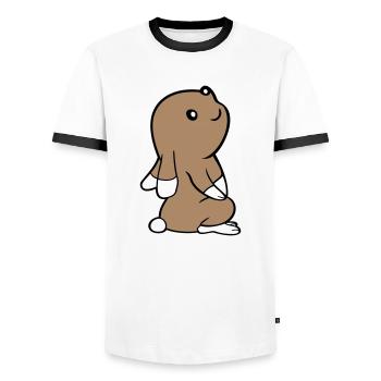 Le lapin lève les yeux en regardant les étoiles - T-shirt contrasté Homme - blanc/noir - Devant - AI Model Female 172 light (172cm) & AI Model Male 178 dark (178cm)