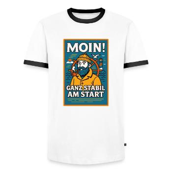 Stabiles Moin! - Männer Kontrast-T-Shirt - Weiß/Schwarz - Vorne - AI Model Female 172 light (172cm) & AI Model Male 178 dark (178cm)