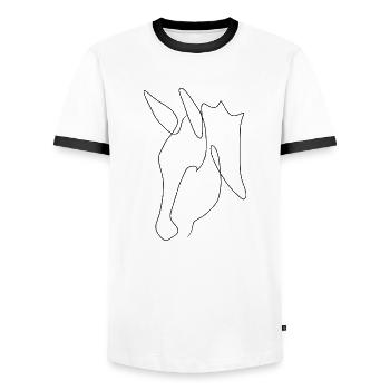Minimal donkey head black - Men's Ringer Shirt - white/black - Front - AI Model Female 172 light (172cm) & AI Model Male 178 dark (178cm)