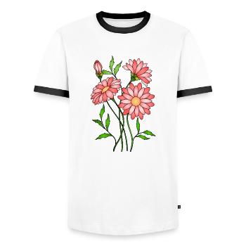 Blumen - Männer Kontrast-T-Shirt - Weiß/Schwarz - Vorne - AI Model Female 172 light (172cm) & AI Model Male 178 dark (178cm)