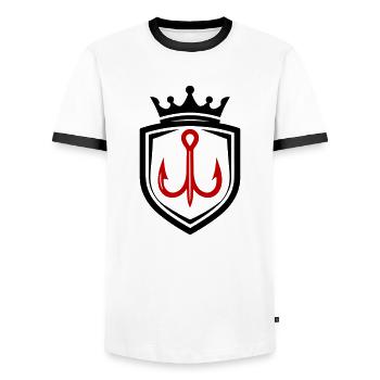 Fish Hook Shield - Men's Ringer Shirt - white/black - Front - AI Model Female 172 light (172cm) & AI Model Male 178 dark (178cm)