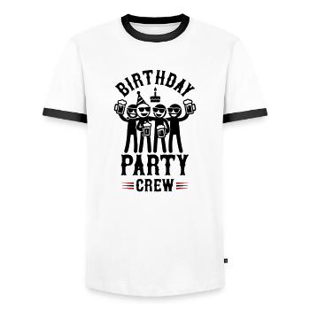 Geburtstag Party Crew Lustig - Männer Kontrast-T-Shirt - Weiß/Schwarz - Vorne - AI Model Female 172 light (172cm) & AI Model Male 178 dark (178cm)