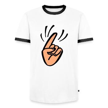 Finger Waggle - Männer Kontrast-T-Shirt - Weiß/Schwarz - Vorne - AI Model Female 172 light (172cm) & AI Model Male 178 dark (178cm)