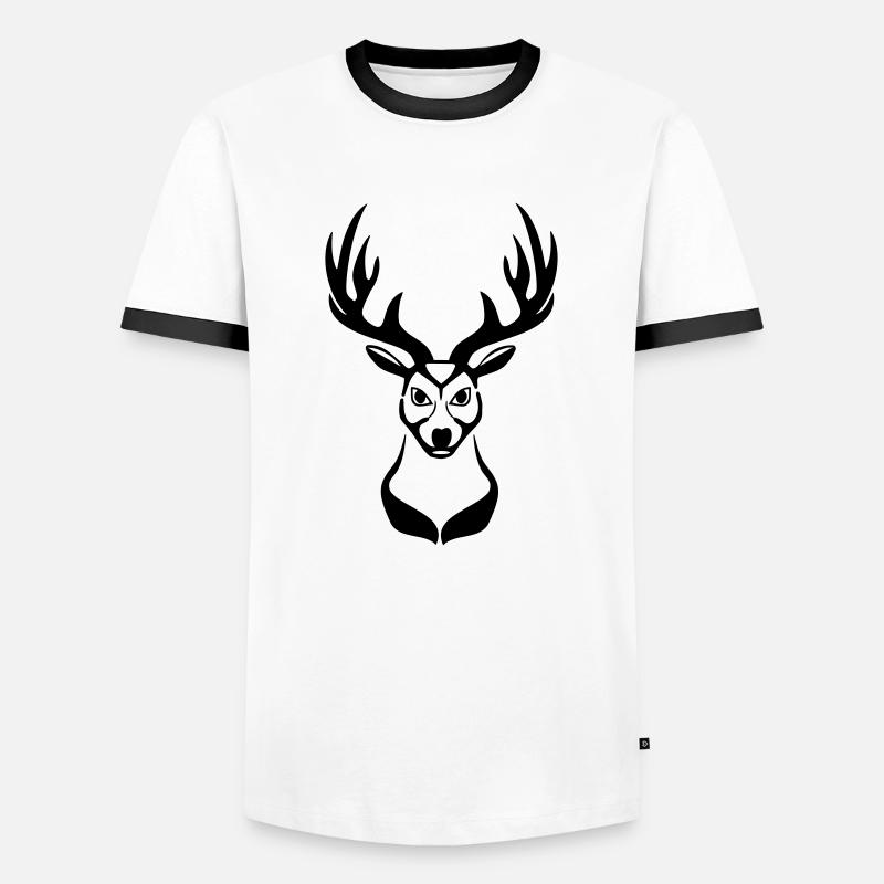 Deer head 1c - Men's Ringer Shirt - white/black