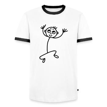 Lustiges Strichmännchen - Männer Kontrast-T-Shirt - Weiß/Schwarz - Vorne - AI Model Female 172 light (172cm) & AI Model Male 178 dark (178cm)