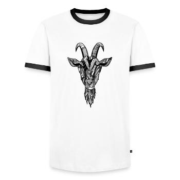 chèvre - T-shirt contrasté Homme - blanc/noir - Devant - AI Model Female 172 light (172cm) & AI Model Male 178 dark (178cm)