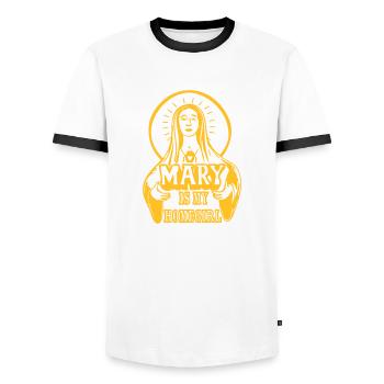 Mary is my homegirl - Männer Kontrast-T-Shirt - Weiß/Schwarz - Vorne - AI Model Female 172 light (172cm) & AI Model Male 178 dark (178cm)