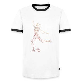 Football Femmes Football Match Football Hommes - T-shirt contrasté Homme - blanc/noir - Devant - AI Model Female 172 light (172cm) & AI Model Male 178 dark (178cm)