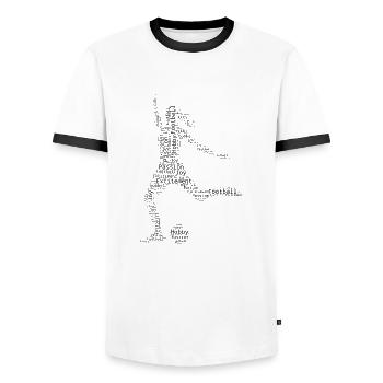 Football féminin Soccer Jeu de football - T-shirt contrasté Homme - blanc/noir - Devant - AI Model Female 172 light (172cm) & AI Model Male 178 dark (178cm)