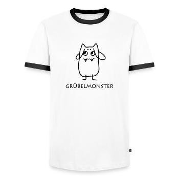 Grübelmonster - Männer Kontrast-T-Shirt - Weiß/Schwarz - Vorne - AI Model Female 172 light (172cm) & AI Model Male 178 dark (178cm)