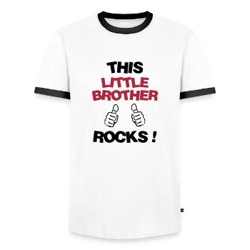 Frère Frangin Frere Naissance Bébé Frérot - T-shirt contrasté Homme - blanc/noir - Devant - AI Model Female 172 light (172cm) & AI Model Male 178 dark (178cm)
