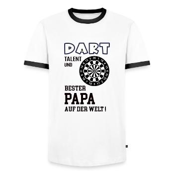 Dart Spieler Darter Papa Vater Mann Darts Spiel - Männer Kontrast-T-Shirt - Weiß/Schwarz - Vorne - AI Model Female 172 light (172cm) & AI Model Male 178 dark (178cm)
