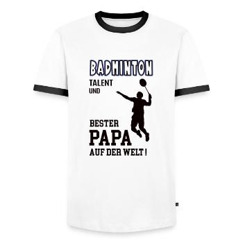 Badminton Spieler Badmintonspieler Papa Vater - Männer Kontrast-T-Shirt - Weiß/Schwarz - Vorne - AI Model Female 172 light (172cm) & AI Model Male 178 dark (178cm)