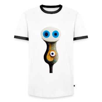 Dreiauge Auge - Männer Kontrast-T-Shirt - Weiß/Schwarz - Vorne - AI Model Female 172 light (172cm) & AI Model Male 178 dark (178cm)