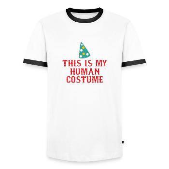 Clown: This Is My Human Costume - Gift - Men's Ringer Shirt - white/black - Front - AI Model Female 172 light (172cm) & AI Model Male 178 dark (178cm)