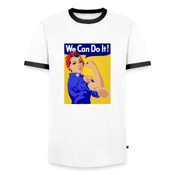 Frauenpower - Männer Kontrast-T-Shirt - Weiß/Schwarz - Vorne - AI Model Female 172 light (172cm) & AI Model Male 178 dark (178cm)
