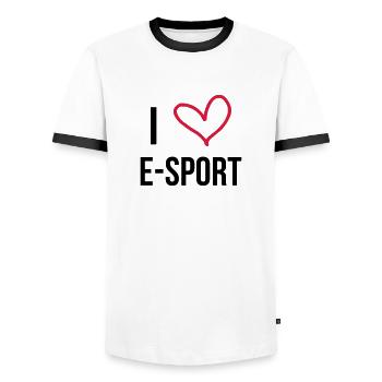 I Love E-Sport ! - T-shirt contrasté Homme - blanc/noir - Devant - AI Model Female 172 light (172cm) & AI Model Male 178 dark (178cm)