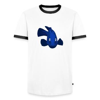 blauer Fisch - Männer Kontrast-T-Shirt - Weiß/Schwarz - Vorne - AI Model Female 172 light (172cm) & AI Model Male 178 dark (178cm)
