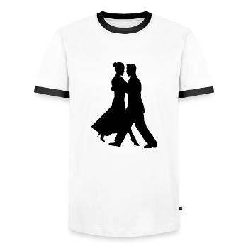 Waltz Tant Duo - Men's Ringer Shirt - white/black - Front - AI Model Female 172 light (172cm) & AI Model Male 178 dark (178cm)