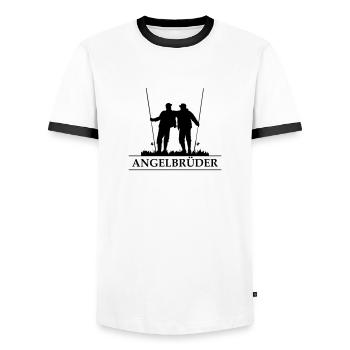 Angelbrüder - Männer Kontrast-T-Shirt - Weiß/Schwarz - Vorne - AI Model Female 172 light (172cm) & AI Model Male 178 dark (178cm)