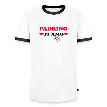 Padrino ti amo - T-shirt contrasté Homme - blanc/noir - Devant - AI Model Female 172 light (172cm) & AI Model Male 178 dark (178cm)