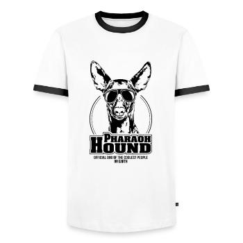 PHARAOH HOUND coolest people dogs saying Wilsigns - Men's Ringer Shirt - white/black - Front - AI Model Female 172 light (172cm) & AI Model Male 178 dark (178cm)