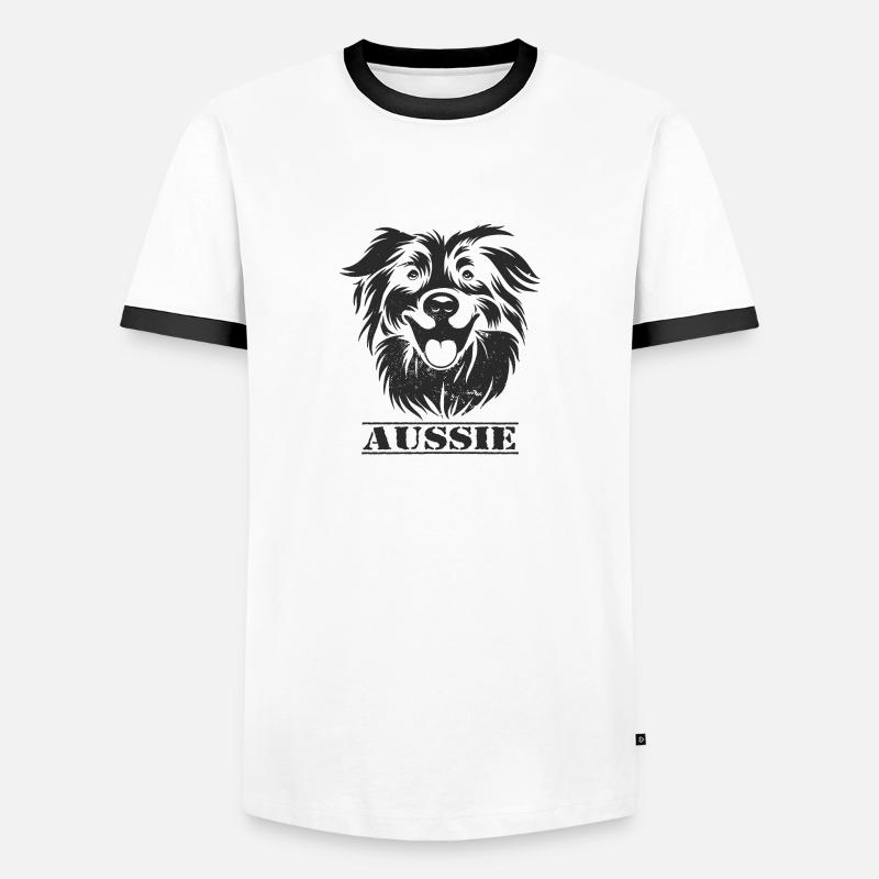 Aussie - Männer Kontrast-T-Shirt - Weiß/Schwarz