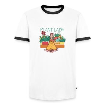 Plant Lady - Men's Ringer Shirt - white/black - Front - AI Model Female 172 light (172cm) & AI Model Male 178 dark (178cm)