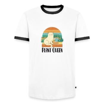 Reine des plantes - T-shirt contrasté Homme - blanc/noir - Devant - AI Model Female 172 light (172cm) & AI Model Male 178 dark (178cm)