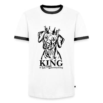 Rhodesian Ridgeback King Dog Saying Dogs - T-shirt contrasté Homme - blanc/noir - Devant - AI Model Female 172 light (172cm) & AI Model Male 178 dark (178cm)