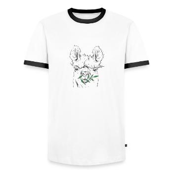 Lama, Alpaca - Men's Ringer Shirt - white/black - Front - AI Model Female 172 light (172cm) & AI Model Male 178 dark (178cm)
