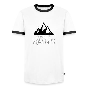 PROTaCT THE MOUNTAINS - Männer Kontrast-T-Shirt - Weiß/Schwarz - Vorne - AI Model Female 172 light (172cm) & AI Model Male 178 dark (178cm)