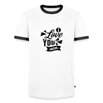 I Love You Mom - Men's Ringer Shirt - white/black - Front - AI Model Female 172 light (172cm) & AI Model Male 178 dark (178cm)