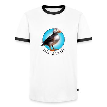 Island Lundi - Men's Ringer Shirt - white/black - Front - AI Model Female 172 light (172cm) & AI Model Male 178 dark (178cm)