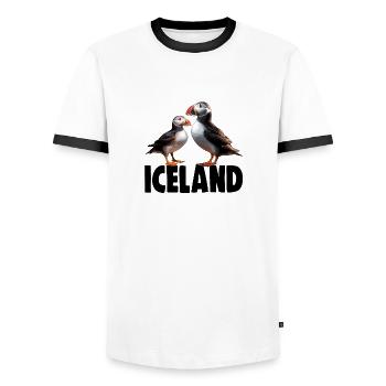 MACAREUX INSULAIRES - T-shirt contrasté Homme - blanc/noir - Devant - AI Model Female 172 light (172cm) & AI Model Male 178 dark (178cm)