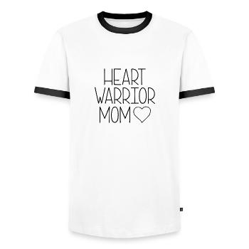 HEART WARRIOR MOM - Männer Kontrast-T-Shirt - Weiß/Schwarz - Vorne - AI Model Female 172 light (172cm) & AI Model Male 178 dark (178cm)