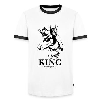 Collie à poil court roi de tout Chiens Wilsigns - T-shirt contrasté Homme - blanc/noir - Devant - AI Model Female 172 light (172cm) & AI Model Male 178 dark (178cm)